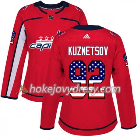 Dámské Hokejový Dres Washington Capitals Evgeny Kuznetsov 92 2017-2018 USA Flag Fashion Černá Adidas Authentic